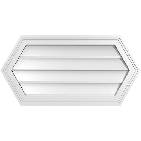 Ekena Millwork Half Round Surface Mount PVC Gable Vent w/ 2"W x 1-1/2"P Brickmould Frame, 30"W x 15"H GVPHR30X1502SN